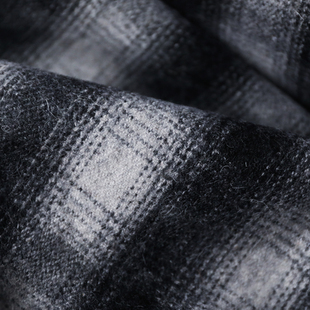日本进口黑白灰朦胧格纹细腻编织大衣呢羊毛呢面料设计师布料
