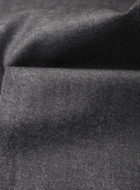 意大利进口薄款铁灰色细腻斜纹法兰绒精纺纯羊毛面料设计师布料