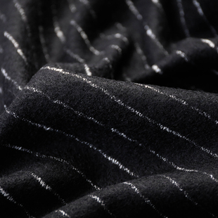 意大利进口温润黑底白色横条纹立体贯穿针织细圈圈羊毛面料布料