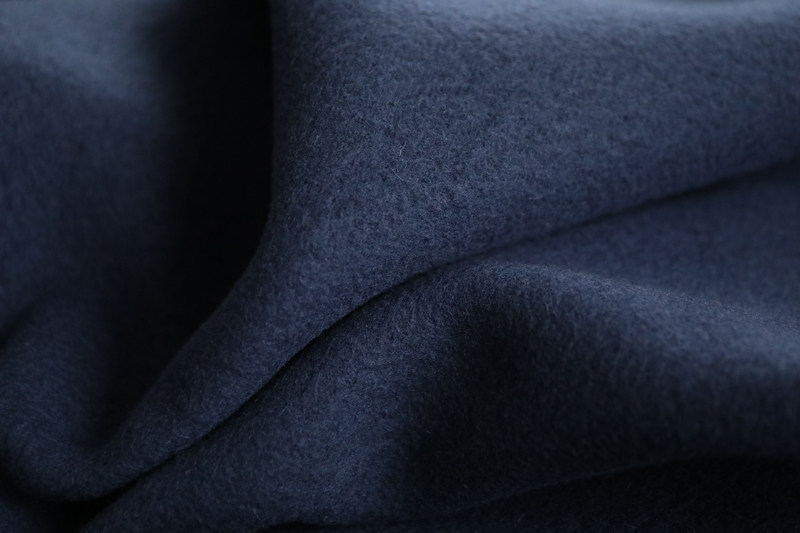 意大利进口藏青蓝色双面易揭开亲肤立绒羊毛羊绒面料设计师布料