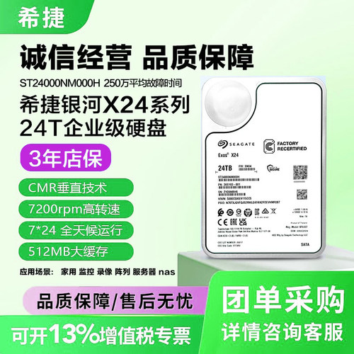 正品希捷银河系企业级ST24000NM000H 氦气盘24TB机械硬盘服务器