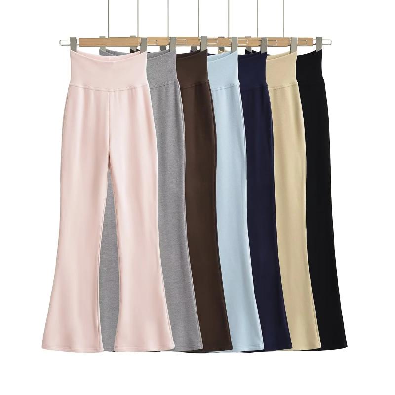 欧美风高腰微叭裤德绒休闲裤长裤