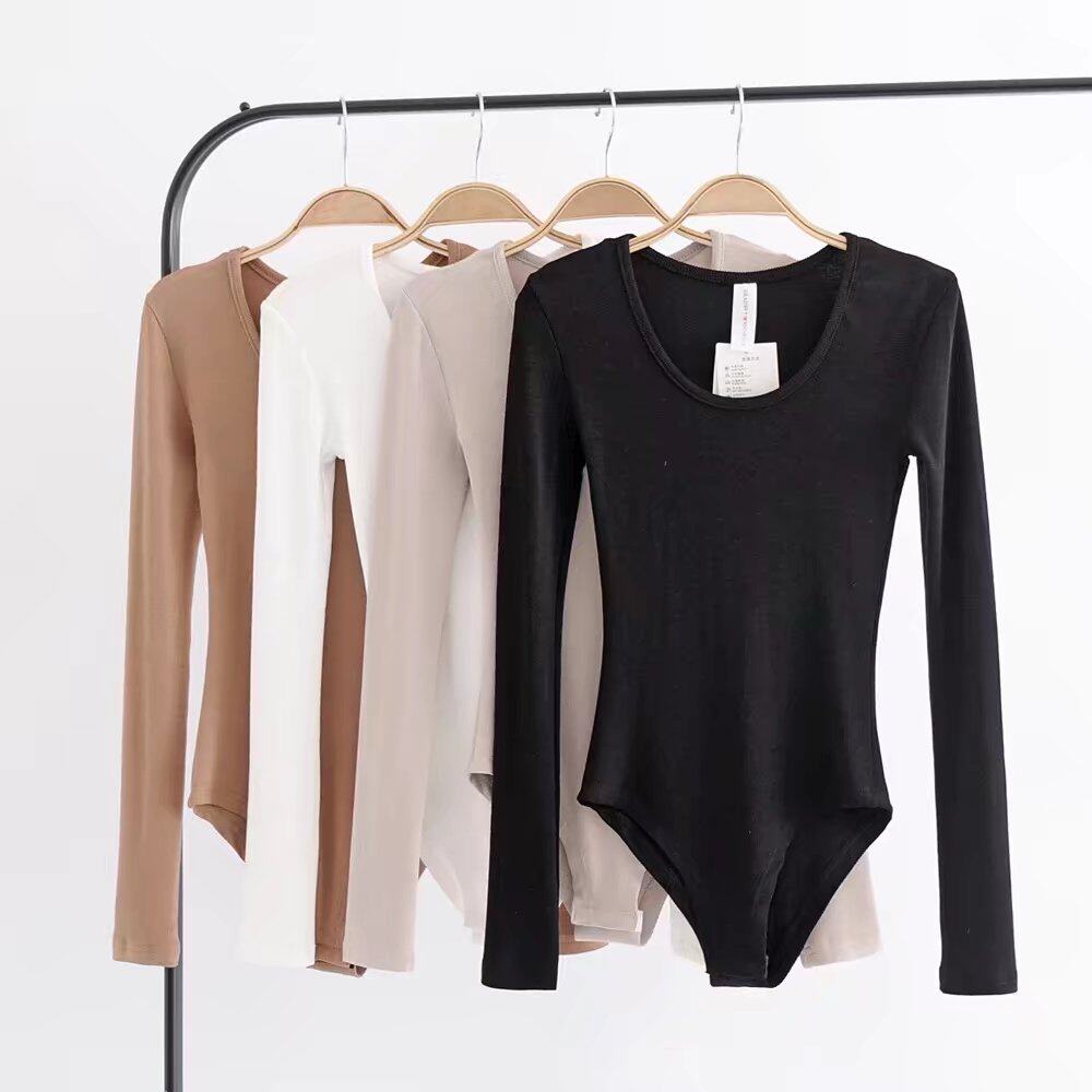 Europe and America 2020 new pattern Low round neck Long sleeve one-piece garment Tight fitting Versatile Coveralls jacketin the Women's clothing/Boutique , T-shirt  category - from Buy2taobao.com to provide professional Taobao agent buy service