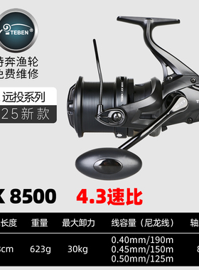 特奔XK14000斜口远投渔轮锚鱼轮缓降密集排线大物轮金属纺车轮