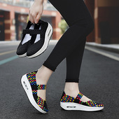 新款 百搭舒适妈妈鞋 外贸编织鞋 2020春季 女鞋 厚底坡跟松糕鞋 休闲鞋