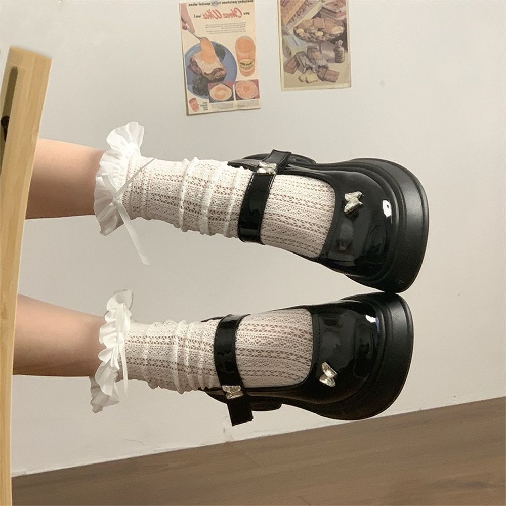 学院风松糕厚底玛丽珍鞋女蝴蝶乐福鞋2024新款春季鞋子单鞋小皮鞋