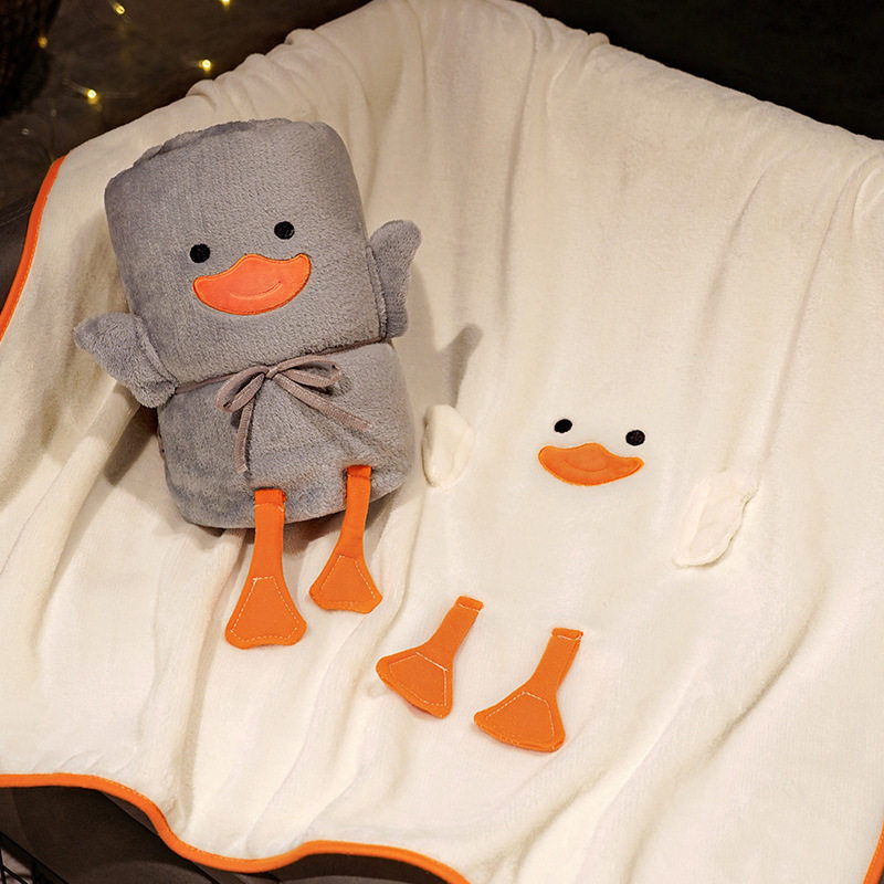 新款呆萌小鸭子卷毯办公室午睡毛毯空调毯宿舍单人沙发用教室午休
