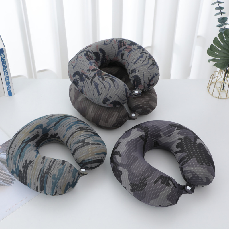 圆头迷彩记忆棉u型枕 办公室午睡护颈枕 旅行飞机颈枕汽车u型枕头