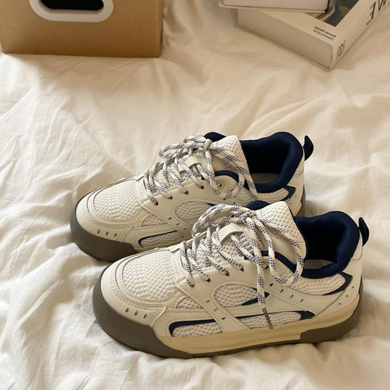 网面透气小白鞋女2025年春季新款小众设计感德训鞋百搭运动休闲鞋