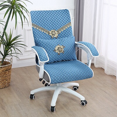 办公电脑椅套椅垫坐垫靠垫一体四季通用防滑椅转椅套人体工学椅套