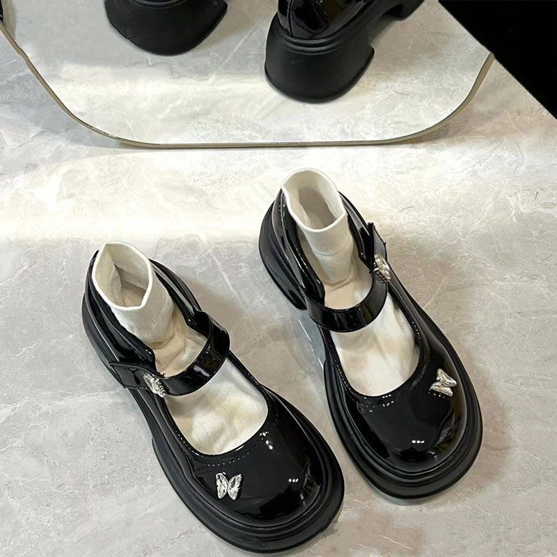 厚底小皮鞋女童2025新款学生玛丽珍鞋女大童皮鞋黑色女单鞋