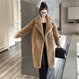 泰迪熊大衣皮毛一体中长款 女宽松羊剪绒羊羔毛皮草外套 2025年新款