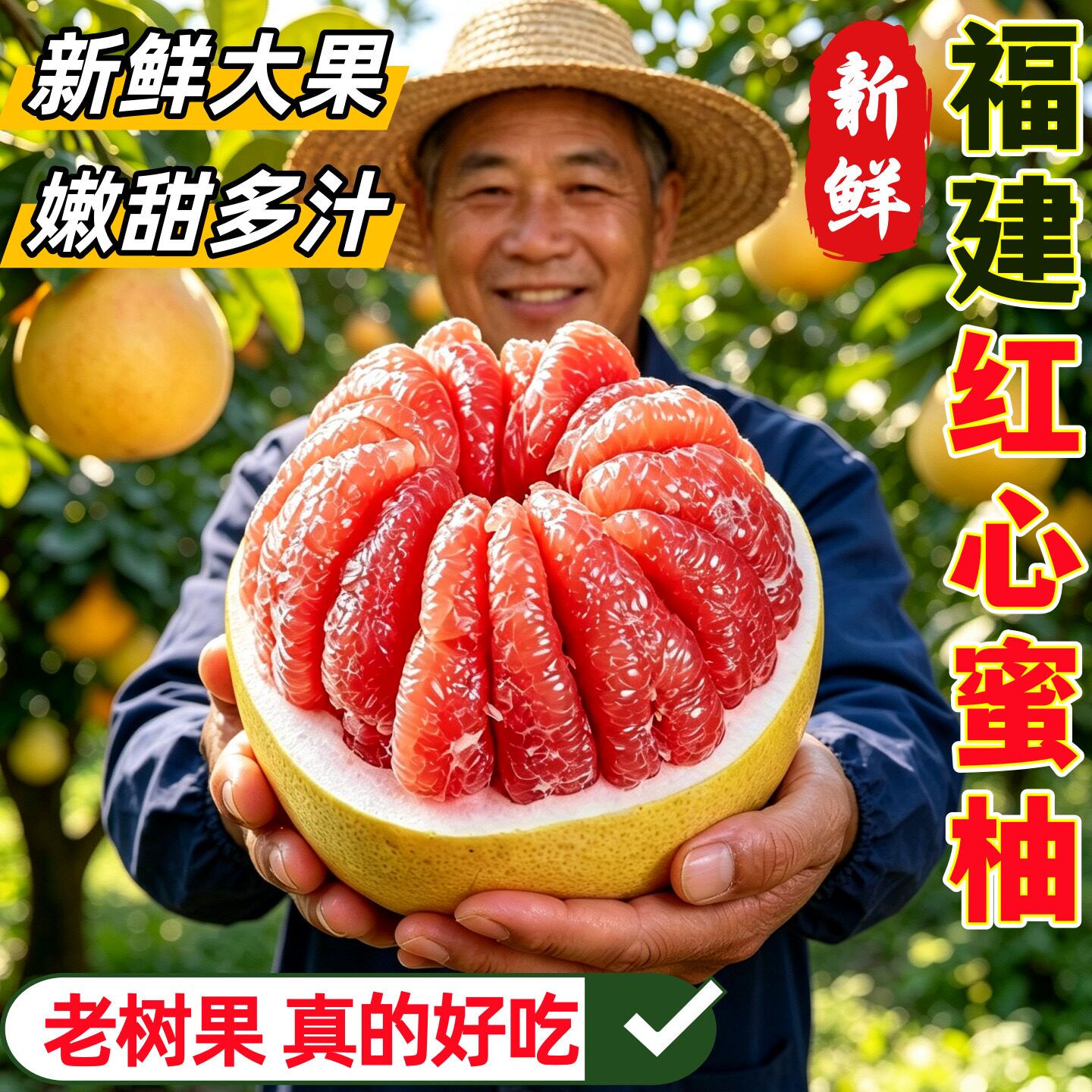福建红心柚子红肉蜜柚新鲜水果当季整箱时令中秋柚子皮薄现摘包邮