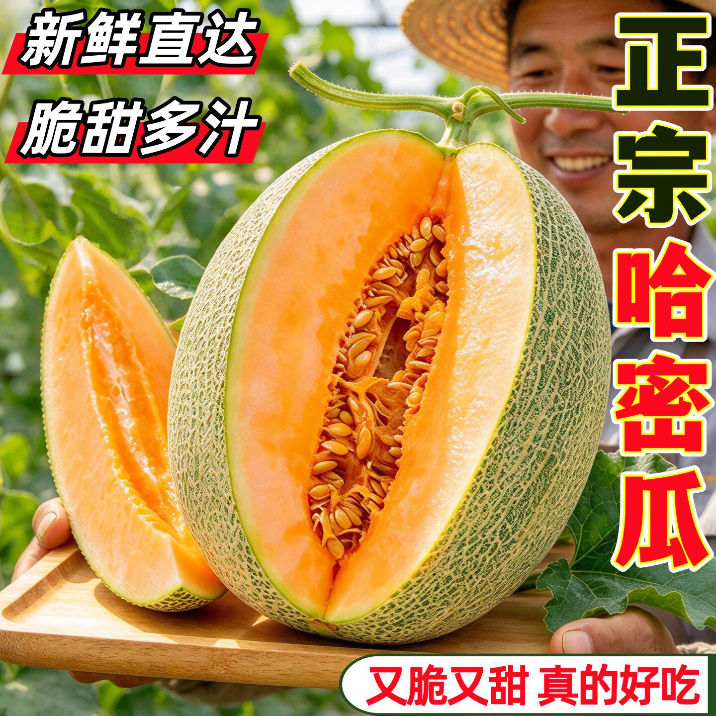 正宗哈密瓜新鲜采摘皮薄脆甜多汁