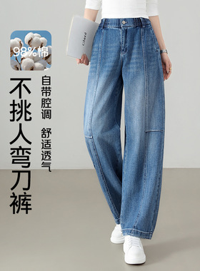株洲和顺圣服饰牛仔弯刀裤女款2026年春季新款高腰宽松显瘦百搭