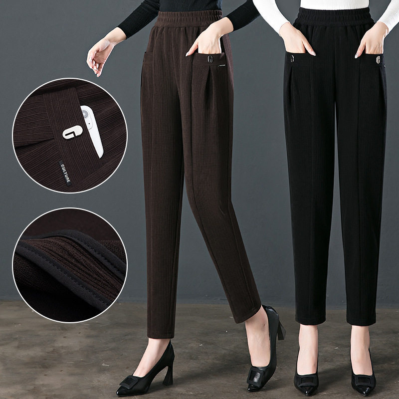 株洲和顺圣女裤雪尼尔休闲裤高腰哈伦裤女外穿欧棉绒高弹力小脚裤