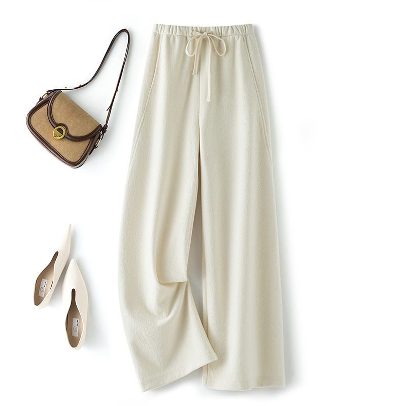 上海维上服饰松驰感白色桑蚕丝羊毛阔腿裤女25秋冬高腰显瘦弯刀,女装/女士精品,休闲裤,淘宝优惠券,粉丝福利购,淘宝优惠卷