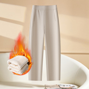 株洲和顺圣服饰加绒加厚桑蚕丝羊毛呢裤女松紧腰2025冬宽松休闲裤