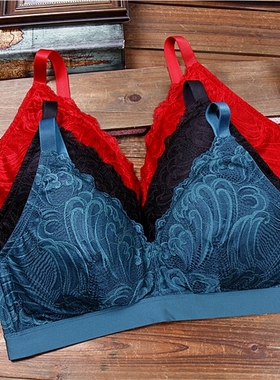 A25 法国原单黑色性感蕾丝无钢托胸罩大胸显小薄款文胸95DE100CD