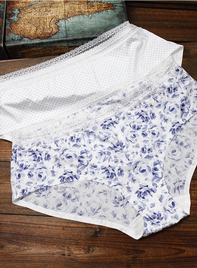 M15 欧单D*RINA大码性感无痕蕾丝边女内裤爽滑透气三角女士内裤