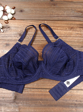 C3法国女透明蕾丝全罩杯超薄内衣上托透明诱惑文胸75B80D85DE90DE