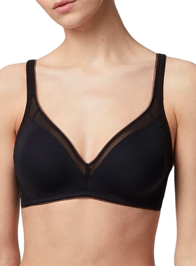 C2 欧美法国无钢托女内衣墨绿色超薄透明网纱镂空刺绣文胸70A75AB