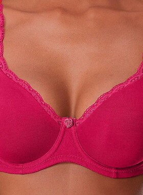 C7大胸显小女内衣纯棉质蕾丝边夏天透气超薄款文胸75BC80C85C100B