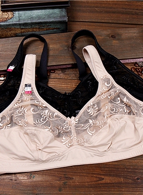 C7大胸显小透明网纱无钢托女大码薄款夏文胸85BD90DE95CE100D105D