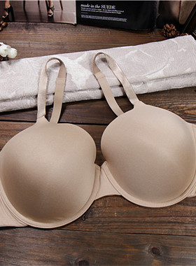 B28欧美大码女内衣 肤色/黑色全罩杯薄款胸罩纯色光面T恤文胸90E
