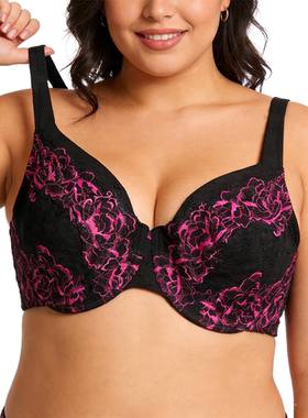 A33 大码内衣黑色大胸显小超薄文胸80D85CDF90CDEF95CDE100CD105C