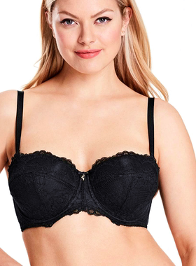 A16英国G*SSARD黑色半杯女内衣性感拆卸肩带上托礼服文胸65FG70BF