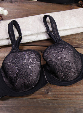 E8 欧美大码女内衣 法国D*RINA黑色薄款宽肩带软杯文胸80E85E