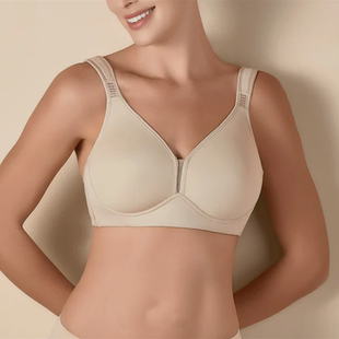 B4欧美原单大码 无钢托宽肩带女内衣纯色光面显小T恤文胸75C75E90C