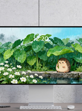 躲雨 清新治愈 绿色夏天可爱插画 电脑手机壁纸mac电脑ipad壁纸