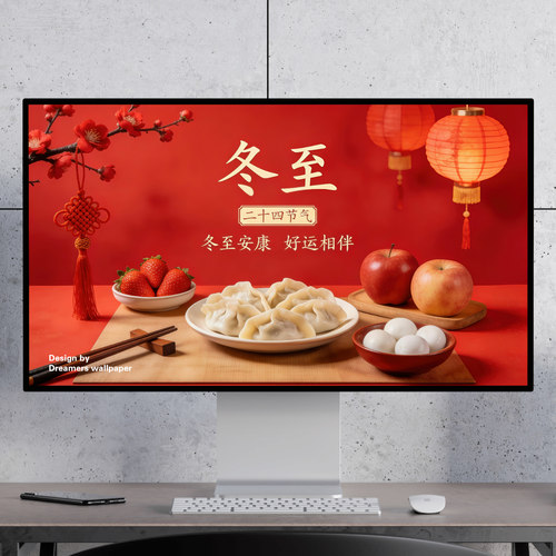 冬至安康 节日祝福 红色喜庆 电脑mac手机ipad壁纸watch壁纸