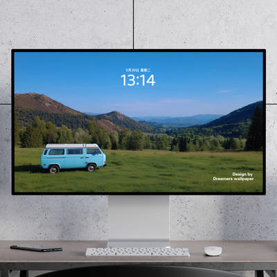 青山旅行车 绿色大自然 治愈风景 电脑mac手机ipad壁纸watch壁纸