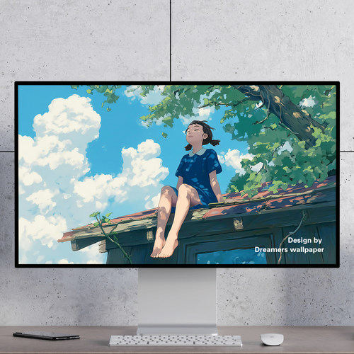屋顶上的少女 夏日解暑 清凉治愈 电脑手机壁纸mac电脑ipad壁纸