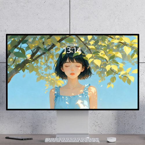 树下少女 清新治愈漫画 夏天绿树 电脑手机壁纸mac电脑ipad壁纸