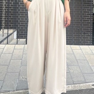 夏季  薄款  纯元 出口日单  半松紧 高腰  阔腿裤
