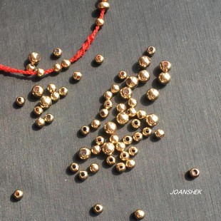 美国进口14K包金注金DIY配件保色散圆小金珠子隔珠手链红绳弟子珠