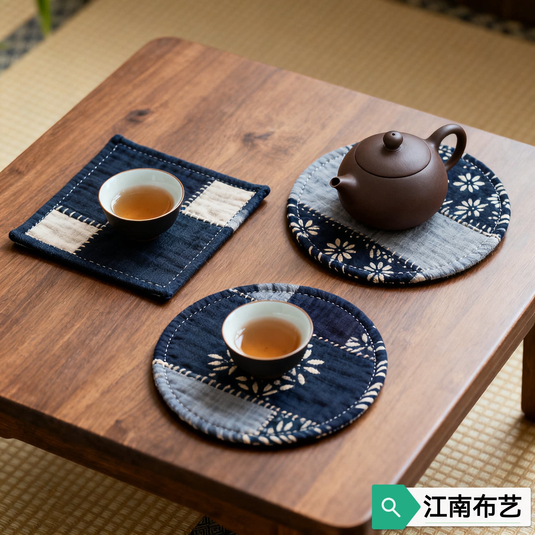来料来图定制加工茶托拼布布艺杯垫茶道茶席棉麻养壶垫布托茶艺图片