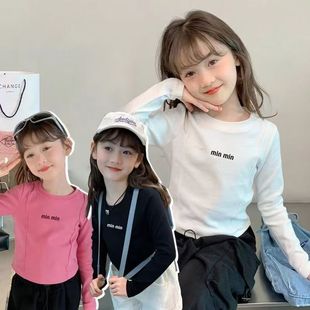 时尚 新款 百搭中小童宝宝打底上衣 T恤2025春秋装 纯棉女童洋气长袖