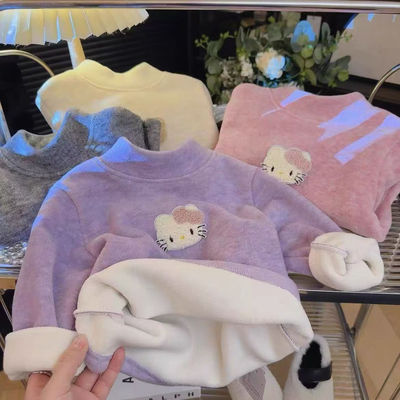 男女童装半高领加绒加厚打底衫秋冬洋气长袖T恤儿童宝宝保暖上衣