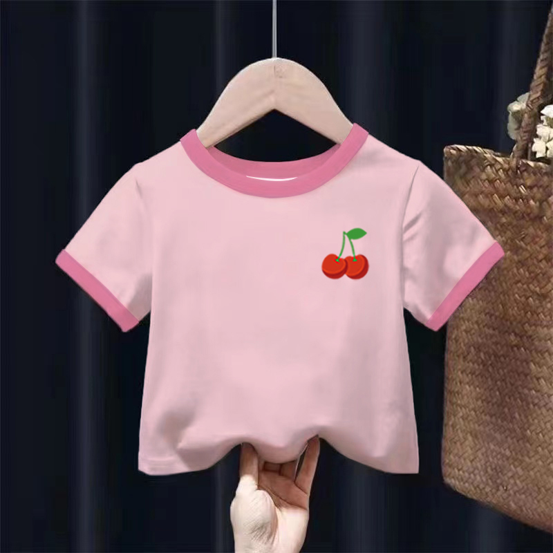 纯棉女童圆领短袖T恤夏季新款儿童宝宝洋气卡通动漫百搭休闲上衣