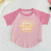 撞色短袖 T恤夏季 儿童宝宝新中式 纯棉女童装 国风印花休闲半袖 上衣