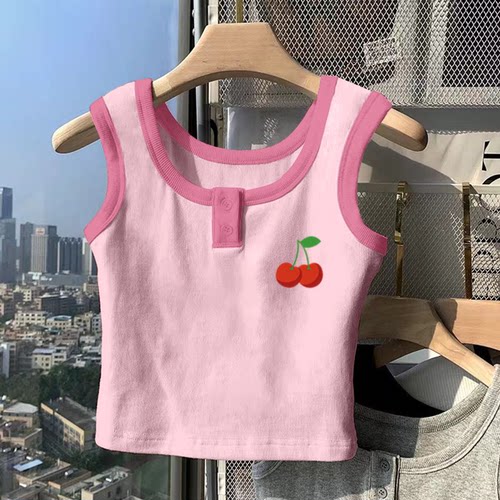 100%纯棉女童无袖背心T恤外穿夏季新款儿童宝宝洋气印花百搭上衣