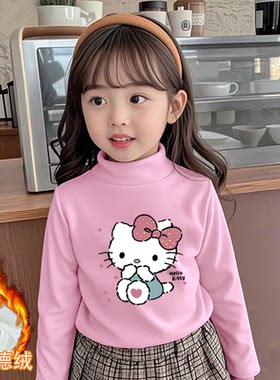 女童德绒半高领长袖T恤2025秋冬季新款小孩儿童宝宝洋气保暖上衣