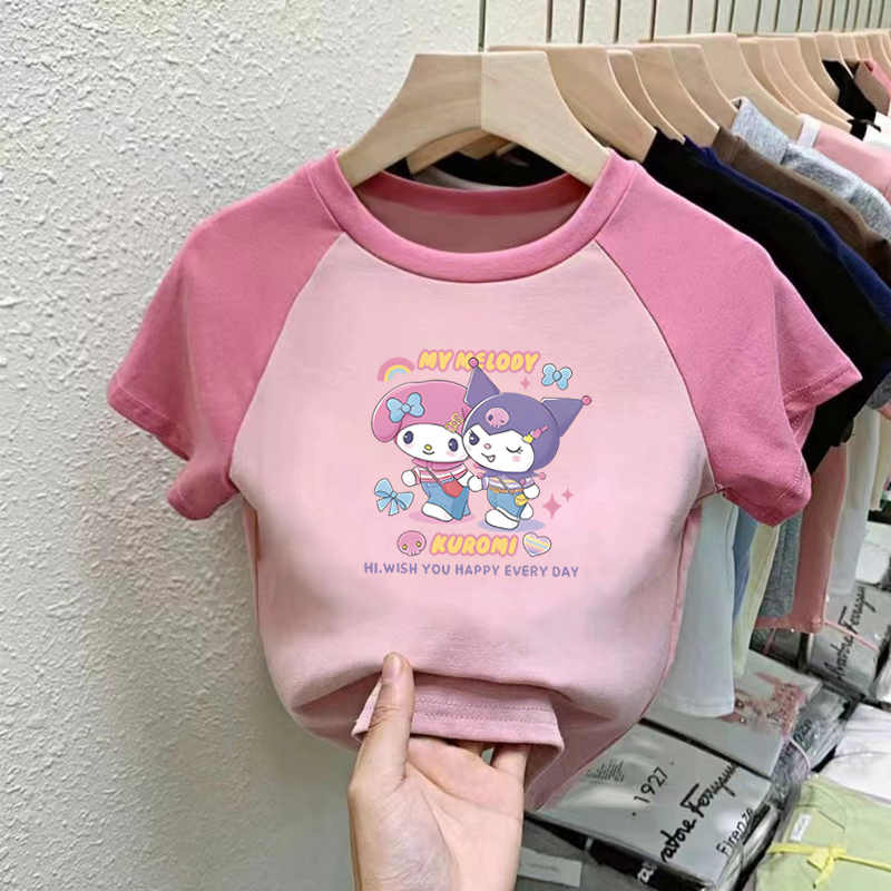 纯棉女童装短袖T恤2025夏季新款儿童宝宝洋气卡通库洛米百搭上衣