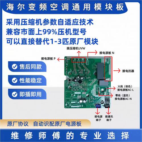 适用海尔变频空调外机主板模块通用模块板自动适配压缩机1-3匹