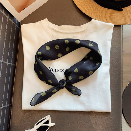 高级感咖色波点男女叠穿小方巾秋